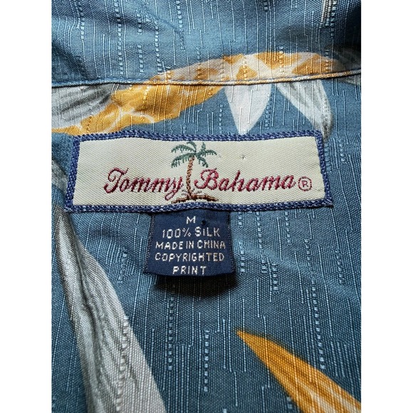 Tommy Bahama Mens Medium Silk Pineapple Bamboo Tropical Camp Shirt Short Sleeve - Picture 4 of 6